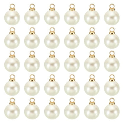 PATIKIL Pearl Charm, 100pcs Pearl Beads Faux Pearl Pendant Charm DIY for Jewelry Making Bracelets Earrings Necklace Crafts - color: Golden Beige, size: 8mm
