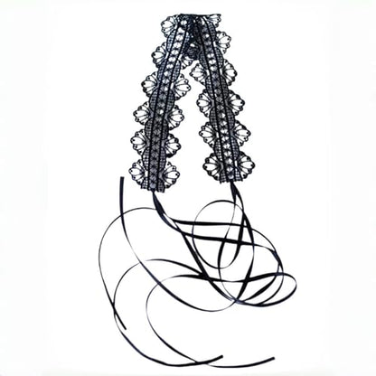 Lace Ribbon Choker Necklace for Women | Adjustable Choker Necklace Charm Statement Hollow Ribbon Collarbone Necklace Striking Gothic Prom Jewelry Gifts - color: Black
