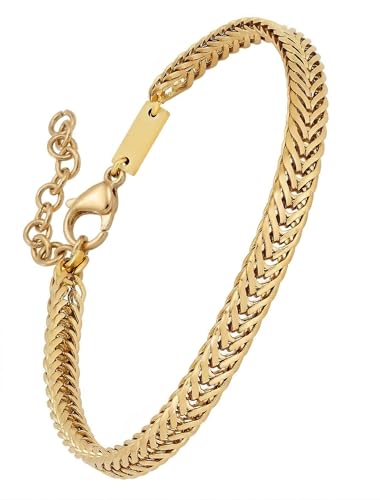 Galis Chain Bracelets For Men - Premium Stainless Steel, Silver, Gold Plated Non Tarnish - Mens Jewelry, Fathers Day Gift - color: Gold, size: 8 Inches