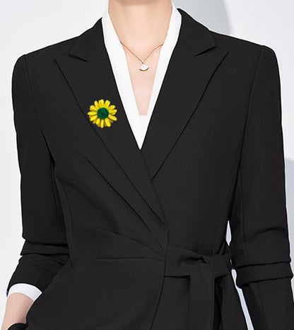 6 Pcs Daisy Flower Brooches, Sunflower Lapel Pins, Sun Flower Brooches, Floral Lapel Pins for Women Fashion Jewelry Accessories - color: Yellow
