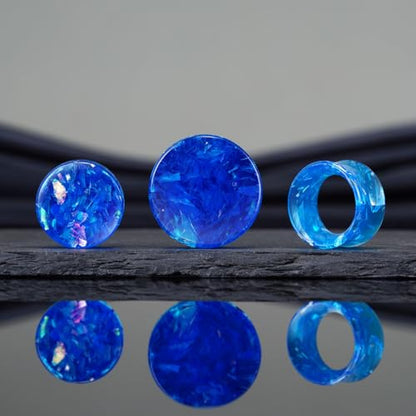 2 Pairs Matched Set Gauges for Ears Flesh Tunnels Kits Plugs Earrings Blue Acrylic Ear Expander Stretchers Piercing. - color: Y6636L, size: 0g(8mm)