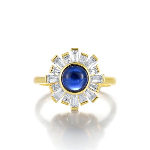 Santuzza Sterling Silver Gemstone Flower Ring for Women - color: [A]Dandelion-Blue
