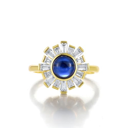 Santuzza Sterling Silver Gemstone Flower Ring for Women - color: [A]Dandelion-Blue