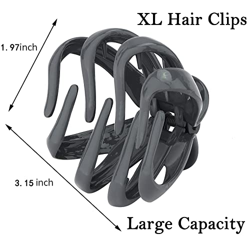 Atoden Claw Clips for Thick Hair 5Pcs, Large Hair Clips for Women, Octopus Hair Clips, Strong Grip Jumbo Jaw Clips, Girls Hair Styling Accessories, 3.15" - color: blue,khaki,light blue,light purple