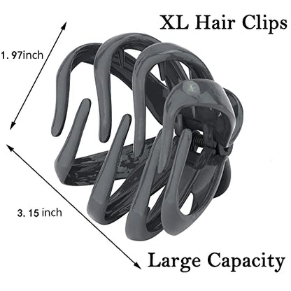Atoden Claw Clips for Thick Hair 5Pcs, Large Hair Clips for Women, Octopus Hair Clips, Strong Grip Jumbo Jaw Clips, Girls Hair Styling Accessories, 3.15" - color: blue,khaki,light blue,light purple