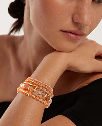 Noessla Beaded Boho Stretch Bracelet Colorful Stackable Crystal Beads Bracelets Trendy Costume Jewelry Mothers Day Gifts for Women - color: 21-Orange