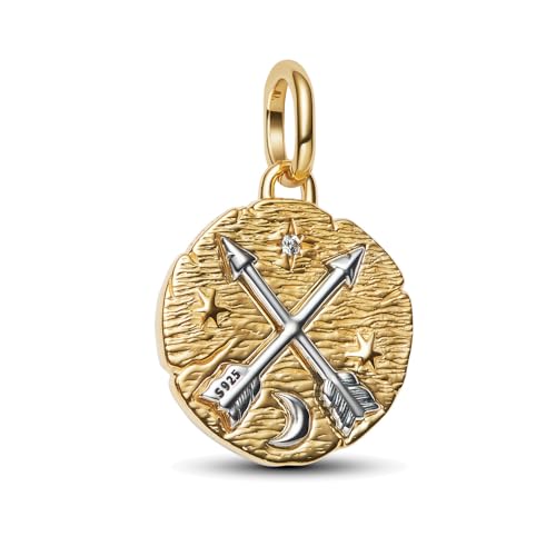 925 Sterling Silver Dangle Charm Fit Women Bracelet And Necklaces Jewelry | Medallion Pendants Beads Jewelry Charms for Women Fashion Gift Family Friends Mother's Day - color: Crossing Arrows Medallion Charm M1784