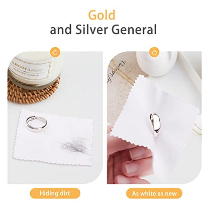 CATIFLIN 100pcs Jewelry Cleaning Cloth, Silver Polishing Cloth Individually Wrapped, Small Jewelry Polishing Cloth for Sterling Silver, Gold, Platinum and More (White, 3.15" x 3.15") - color: White