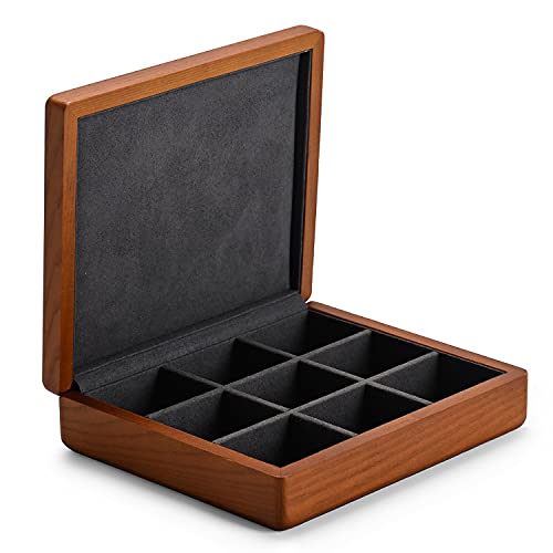 Oirlv Solid Wood Ring Jewelry Box Organizer Earrings Jewelry Drawer Organizer Tray with Lid (Grey 9 Grid Box) - color: Grey 9 Grid Box