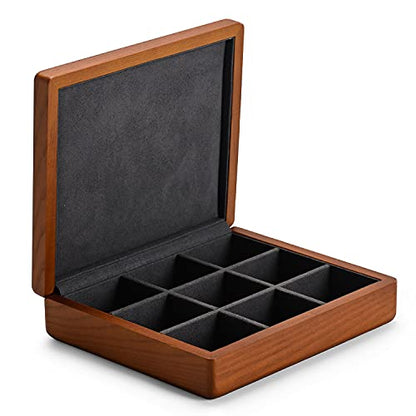 Oirlv Solid Wood Ring Jewelry Box Organizer Earrings Jewelry Drawer Organizer Tray with Lid (Grey 9 Grid Box) - color: Grey 9 Grid Box