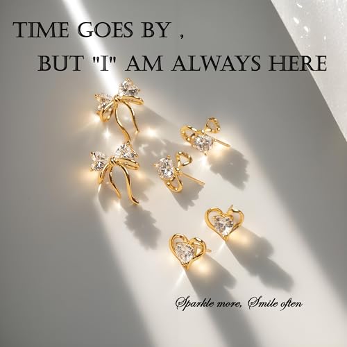 Shiny Gold Butterfly Earrings for Women | 14K Real Gold Plated Butterfly Earrings for Women, Dainty & Trendy Butterfly Stud Earrings for Fashion Jewelry Gifts - color: AZ40