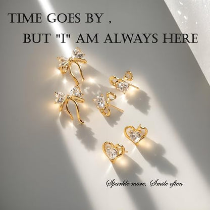 Shiny Gold Butterfly Earrings for Women | 14K Real Gold Plated Butterfly Earrings for Women, Dainty & Trendy Butterfly Stud Earrings for Fashion Jewelry Gifts - color: AZ40