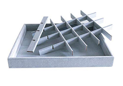 Multi Function Practical Drawer Organizer Jewelry Show Tray Home Store Premium Grade Gray Velvet Stackable Organizer Closet Storage Removable 24-Grid Jewelery Collection Drawer Divider Inserts - size: 24-Grid