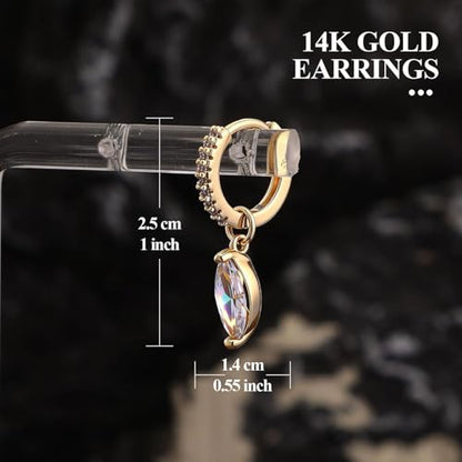 14K Gold Plated Dangle Hoop Earrings for Women | Bridal Small Dangle Gold Earrings Cubic Zirconia Huggie Drop Trendy Fashion Leopard Print Women's Jewelry - color: Gold-D