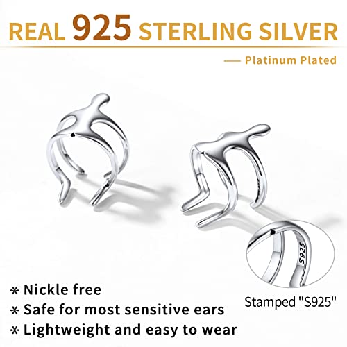 ChicSilver 925 Sterling Silver Ear Cuffs Non-Piercing Cartilage Earrings: Various Styles, Conch Cuffs (with Gift Box) - style: L: Climbing Man