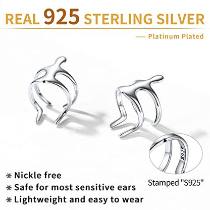 ChicSilver 925 Sterling Silver Ear Cuffs Non-Piercing Cartilage Earrings: Various Styles, Conch Cuffs (with Gift Box) - style: L: Climbing Man