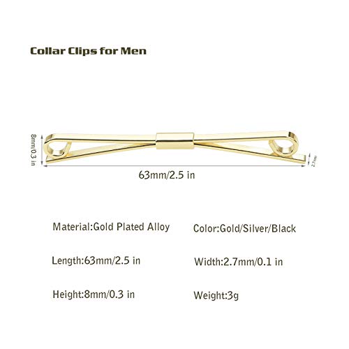 Necktie Tie Clips Collar Bar Shirt Collar Stay Tie Pins Cravat Clip Jewelry Accessories for Men Silver Gold Black Tone - color: 3PCS