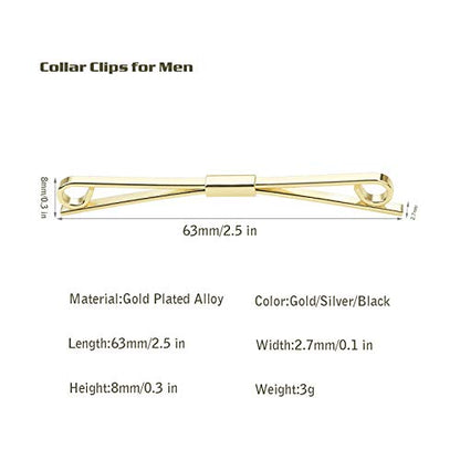 Necktie Tie Clips Collar Bar Shirt Collar Stay Tie Pins Cravat Clip Jewelry Accessories for Men Silver Gold Black Tone - color: 3PCS