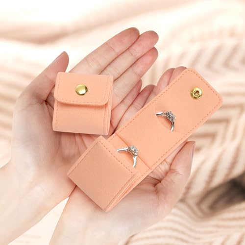 KUKUVR Mini Travel Jewelry Organizer Bag (Pink) | Foldable 4 Compartment, Gym Jewelry Holder Case, Ring Earring Necklace Storage Roll Pouch, Gift for Women - color: Pink