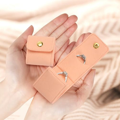 KUKUVR Mini Travel Jewelry Organizer Bag (Pink) | Foldable 4 Compartment, Gym Jewelry Holder Case, Ring Earring Necklace Storage Roll Pouch, Gift for Women - color: Pink