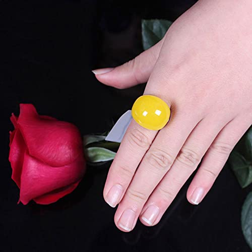 Big Red Semi-Precious Stone Jewelry Ring for Female Girls Rings opal Anillos Accessories Ring - color: Yellow