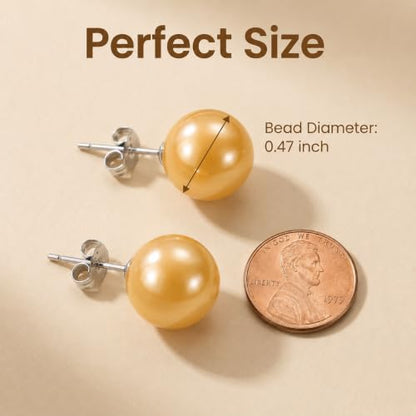 Pearl Stud Earrings Multicolor Shell Beads Pearl Hypoallergenic Stud Earrings Ocean Shell Pearl Jewelry - color: Yellow