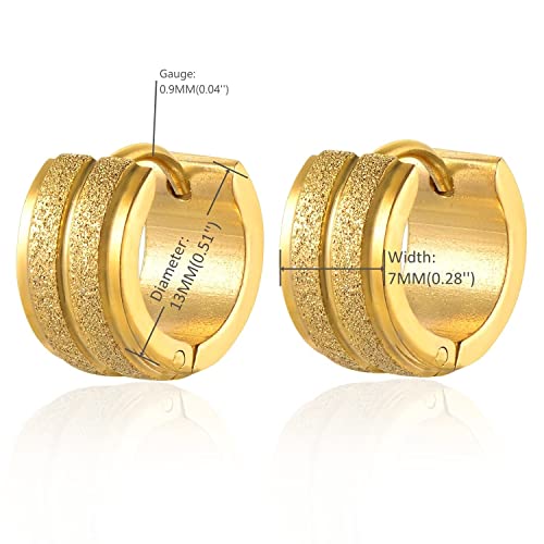 Huggie Hinged Hoop Earrings, Stainless Steel, Classic, mens womens, Cool - color: Satin Gold Color