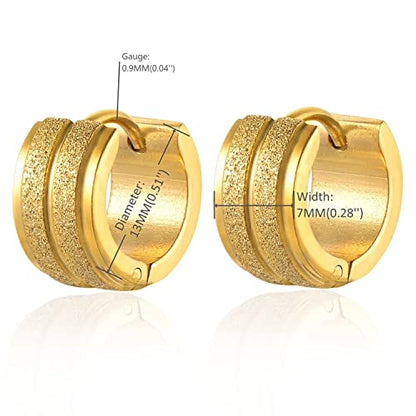 Huggie Hinged Hoop Earrings, Stainless Steel, Classic, mens womens, Cool - color: Satin Gold Color