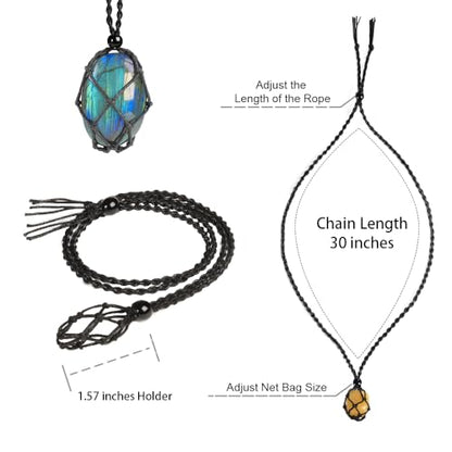 weryerker Natural Gemstone Pendant Necklace Healing Crystal Stone Pendant with Hand-Woven Rope Adjustable for Women Men - color: 1PC Labradorite