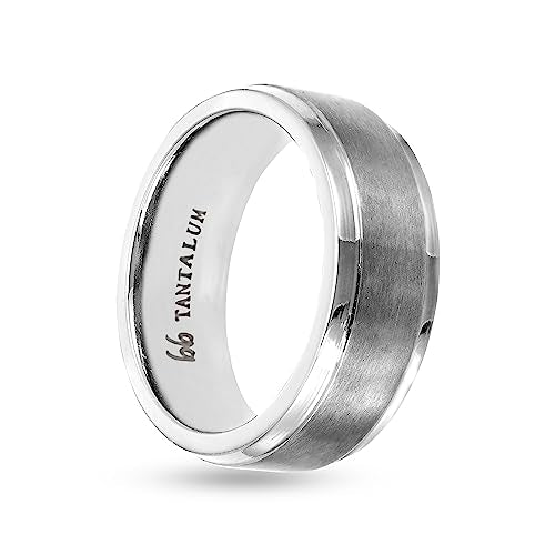 Boston Bay Diamonds Tantalum Comfort Fit Mens Wedding Band or Fashion Ring - 7mm & 8mm - Choice of Style - color: 8mm Brushed Matte Center