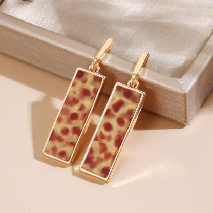 Coiris Rectangle Earrings for Women Geometric Stud Dangle Drop Jewelry Lightweight Colorful Print Statement Accessories - color: Leopard