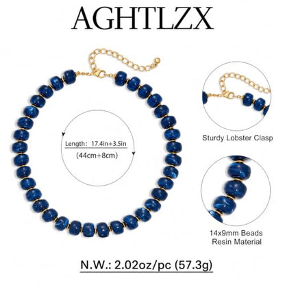 Chunky Beaded Necklace for Women, Colorful Trendy Statement Summer Jewelry Gift - color: necklace-33