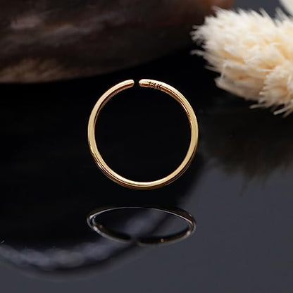 14K Gold Nose Ring Hoop for Women and Men, 6mm/7mm/8mm Tiny Gold Nose Ring Stud Piercing Jewelry, 20G 22G - color: 14k Yellow Gold, size: 20 gauge(0.8mm)-8mm