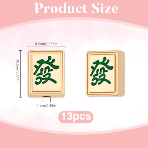 12Pcs 12 Styles Bulk Mahjong Beads Chinese Mahjong Charms Pendant Loose Spacer Beads for Jewelry Making DIY Decorations Earrings Bracelet Necklace Phone Chain Supplies (10.5x8.5mm)