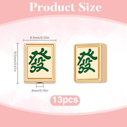 12Pcs 12 Styles Bulk Mahjong Beads Chinese Mahjong Charms Pendant Loose Spacer Beads for Jewelry Making DIY Decorations Earrings Bracelet Necklace Phone Chain Supplies (10.5x8.5mm)