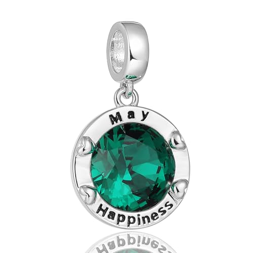 Birthstone Charms for Women Bracelets Birthday Bead Charms fit Pandora Bracelets Mothers Day Gifts for Women - color: 05-May(Emerald)