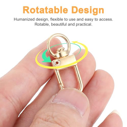 Lobster Claw Clasp 30 PCS Gold & Silver Keychain Hooks 360°Swivel Snap Hooks Metal Rotating Lanyard Hook Small Key Chain Rings for Jewelry Making Purse Bag Connector DIY Making Kit Accessories