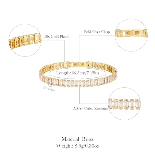 HZMAN Crystal Necklace Bracelet Jewelry Set for Women Dainty Rhinestone Choker Necklace Tennis Bracelet Cubic Zirconia Bridal Wedding Jewelry - color: Gold