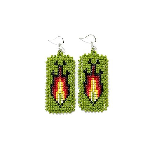 Beaded Hair Clips Native American Style Handmade Collection (Green With Earring) - color: Green With Earring