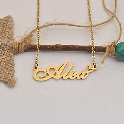 HUAN XUN Custom Name Necklace for Women Stainless Steel Customized Jewelry | 18k Gold Plated Nameplate Heart Pendant,Adjustable Delicate Chain,Personalized Gifts for Mother Day Christmas Birthday - color: Aliyah - Gold