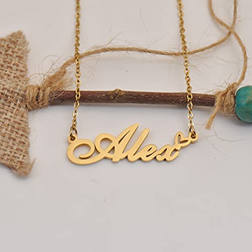 HUAN XUN Custom Name Necklace for Women Stainless Steel Customized Jewelry | 18k Gold Plated Nameplate Heart Pendant,Adjustable Delicate Chain,Personalized Gifts for Mother Day Christmas Birthday - color: Amira - Gold