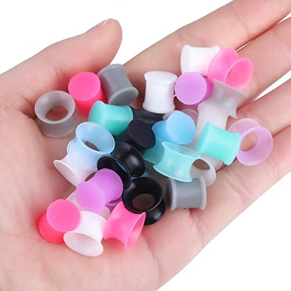 Juway Oveta Ear Gauges for Ear Silicone Ear Plugs Soft Flexible Silicone Gauge Saddle Silicone Ear Plugs and Tunnels 6mm-20mm(16 Pairs) - color: 32PCS(00G)