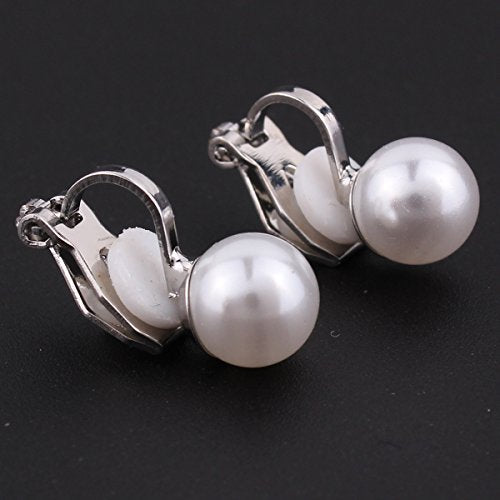 1-5 Pairs Pearl Clip on Earrings for Women Non Piercing Earrings Set Hypo-Allergenic Earrings - color: 4 Pairs White Clip-ons