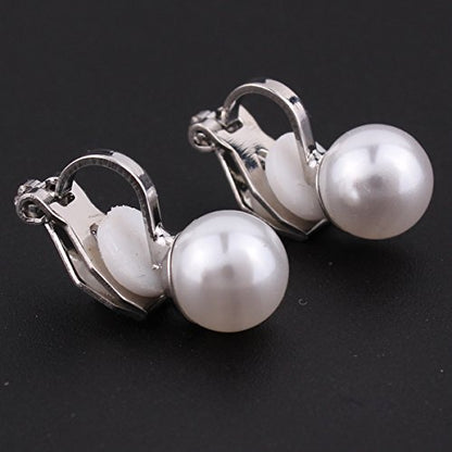 1-5 Pairs Pearl Clip on Earrings for Women Non Piercing Earrings Set Hypo-Allergenic Earrings - color: 4 Pairs White Clip-ons