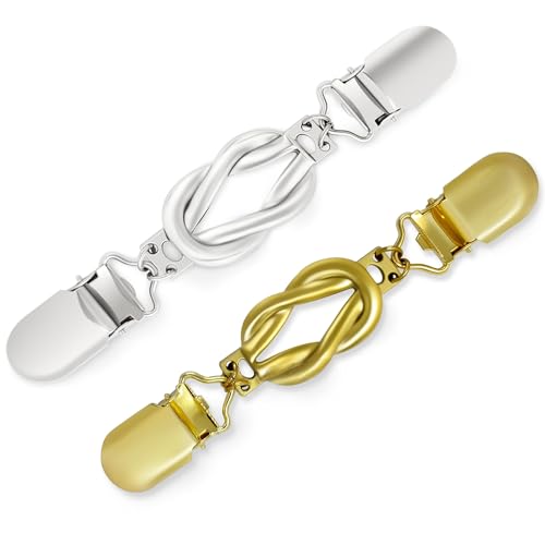 Dress Cinch Clips Sweater Clips, Vintage Waist Cincher Clip for Women, Decorative Clothing Brooch Clip for Sweaters, Dresses & Shirts - color: Gold & Silver