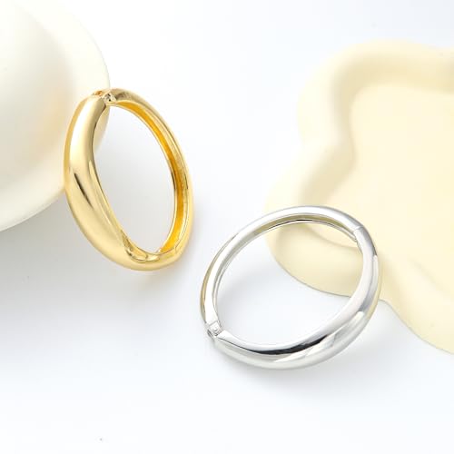 Bangle Bracelets for Women | 14K Gold Plated Trendy Wide Bracelets | Hinged Arm Cuff Bangles Chunky Bracelet for Women - color: Style L-Silver Plated Bangles