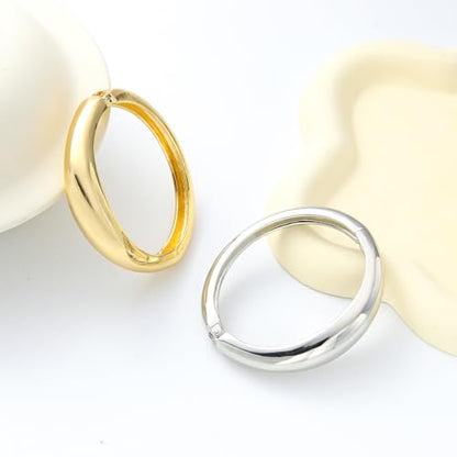 Bangle Bracelets for Women | 14K Gold Plated Trendy Wide Bracelets | Hinged Arm Cuff Bangles Chunky Bracelet for Women - color: Style L-Silver Plated Bangles