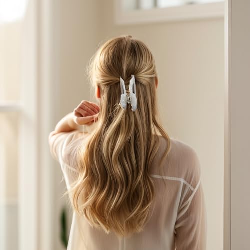 VOCOSTE Hair Claw Clips, 4" Large for Thick Hair, Pear White | Strong Non-Slip Hold, Half Ups, Acetic Acid Hair Clips for Durability, Secure Chic Daily Styles - color: Pear White