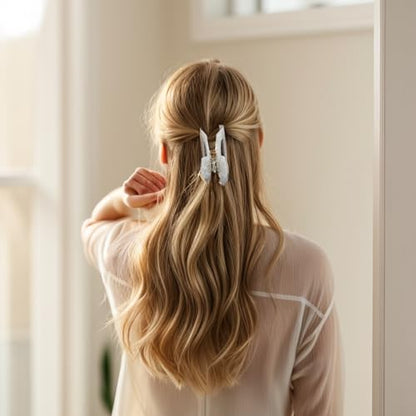 VOCOSTE Hair Claw Clips, 4" Large for Thick Hair, Pear White | Strong Non-Slip Hold, Half Ups, Acetic Acid Hair Clips for Durability, Secure Chic Daily Styles - color: Pear White