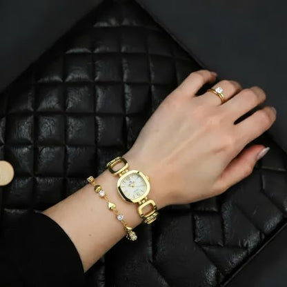 Gift Set Women's Watch gold- Jewelry set- Necklace-Ring- Earrings - Band